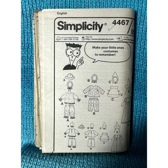 Simplicity 4467 Sewing pattern scarecrow skeleton witch costume size 1/2-4 - Picture 1 of 2